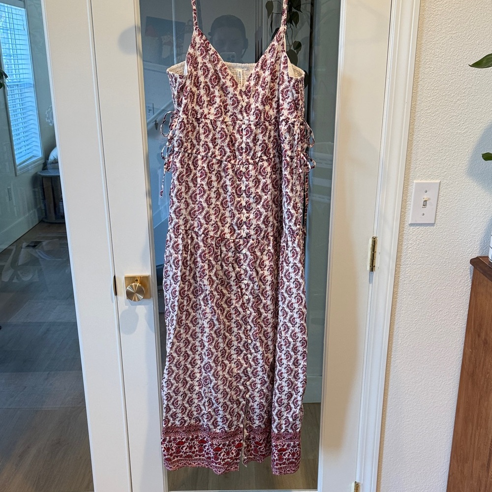 American Eagle Outfitters Burgundy and White Maxi Dress